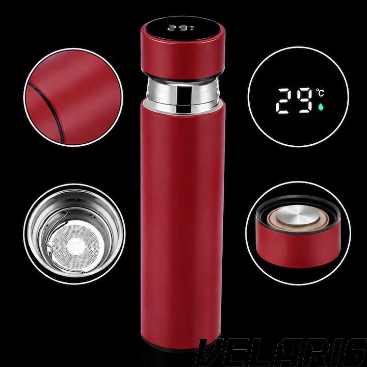 Termos Smart 500 ml cu sita infuzor si perete dublu, afisaj LED temperatura rosu