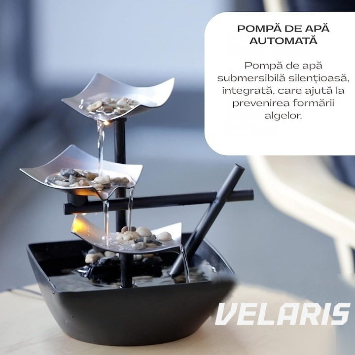 Fântână terapeutică decorativă, efect Zen, cu pietre naturale, bazin și pompă automată