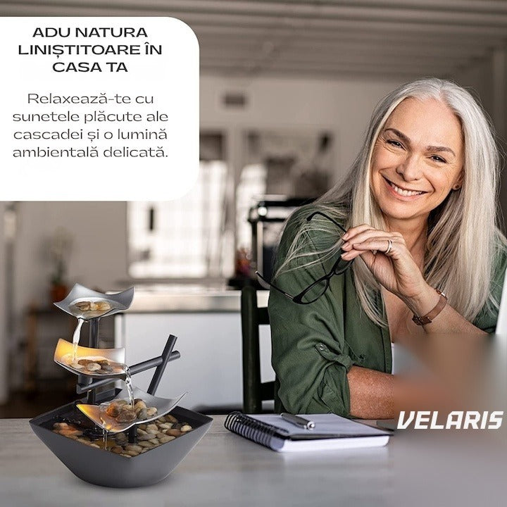 Fântână terapeutică decorativă, efect Zen, cu pietre naturale, bazin și pompă automată