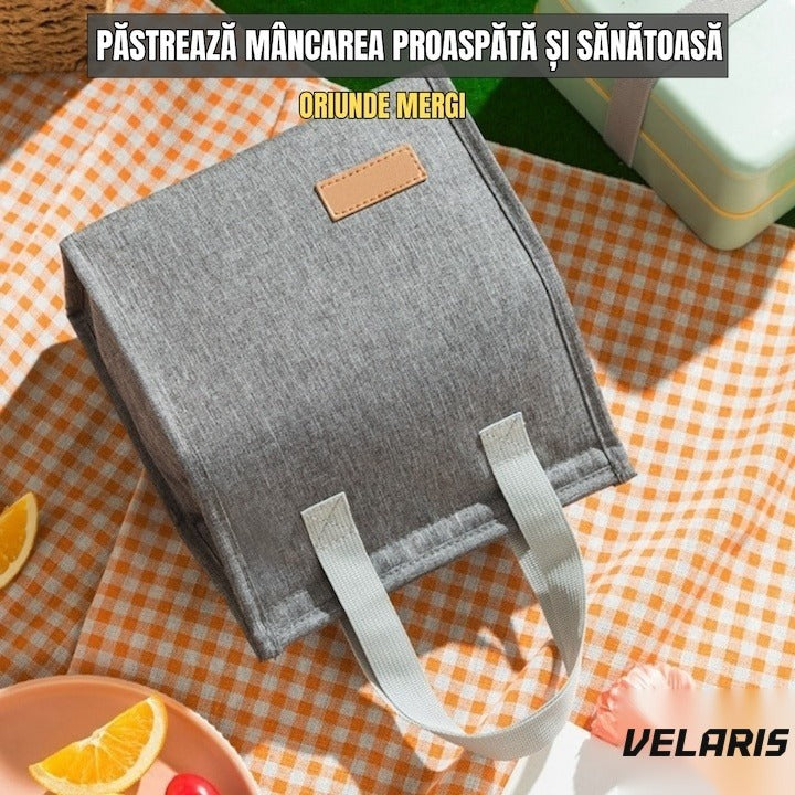 Geantă termoizolantă multifuncțională, 22.5x13x25.5 cm, material premium, gri