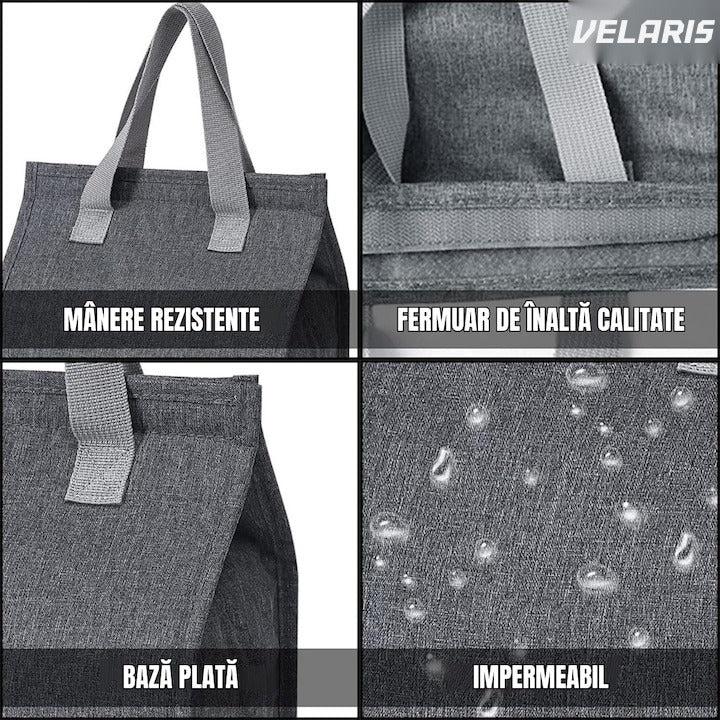 Geantă termoizolantă multifuncțională, 22.5x13x25.5 cm, material premium, gri