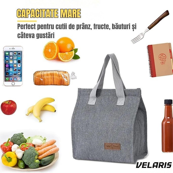 Geantă termoizolantă multifuncțională, 22.5x13x25.5 cm, material premium, gri