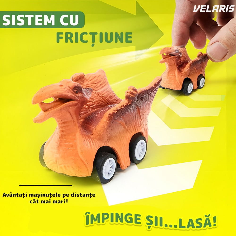 Set transportator T-REX, 6 vehicule, mașină, barcă, elicopter, verde deschis