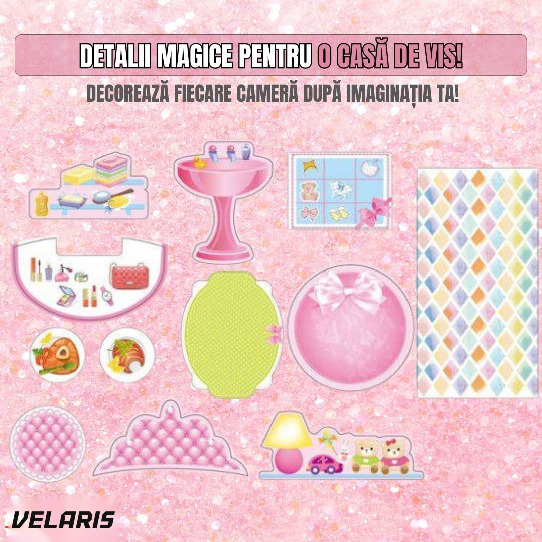 Căsuță de păpuși transformabilă în geantă, portabilă, cu accesorii, pentru joc creativ