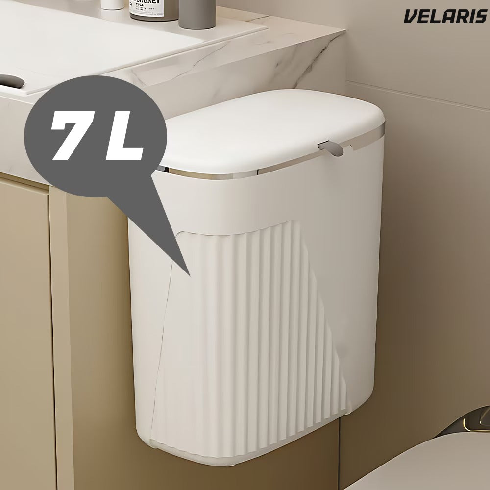 Coș de gunoi alb, 7 L, design modern, două moduri de deschidere