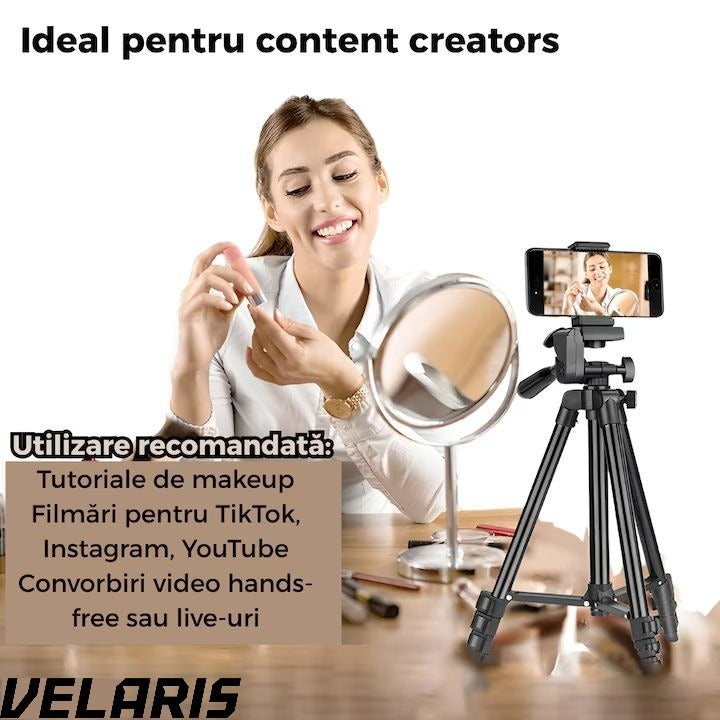 Trepied Universal 360 foto video reglabil 55-160 cm cu cap pivotant si husa transport