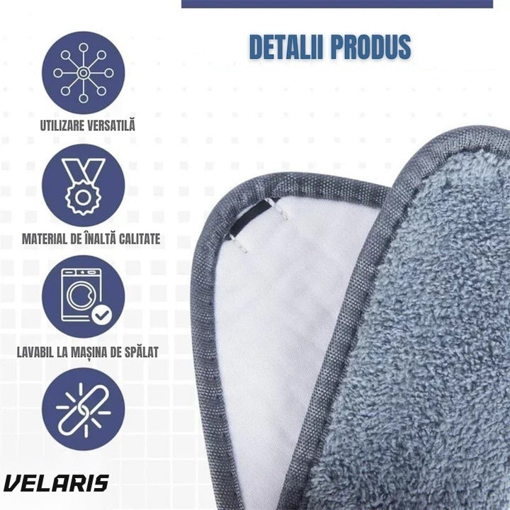 Laveta triunghiulară pentru mop, material absorbant, reutilizabilă