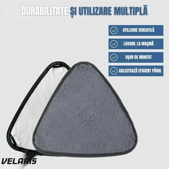 Laveta triunghiulară pentru mop, material absorbant, reutilizabilă