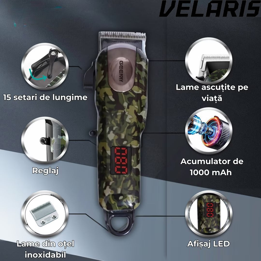 Trimmer GM 2608 cu afisaj LED - Functionare cu cablu/fara fir, 15 setari de lungime, 3 ore incarcare, 180 min autonomie