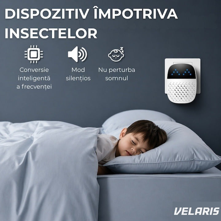 Aparat ultrasonic anti rozatoare insecte, 220V, interior, alb
