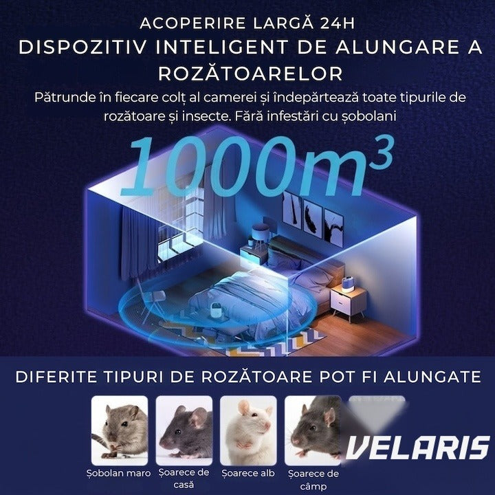 Aparat ultrasonic anti rozatoare insecte, 220V, interior, alb