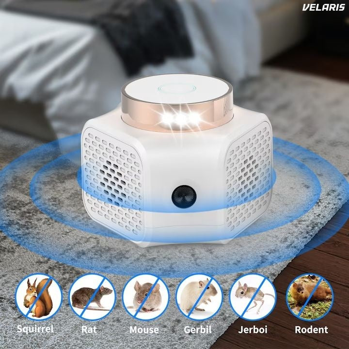 Aparat anti-daunători ultrasonic 360°, 120 m², dual 22-35/25 kHz, sigur animale