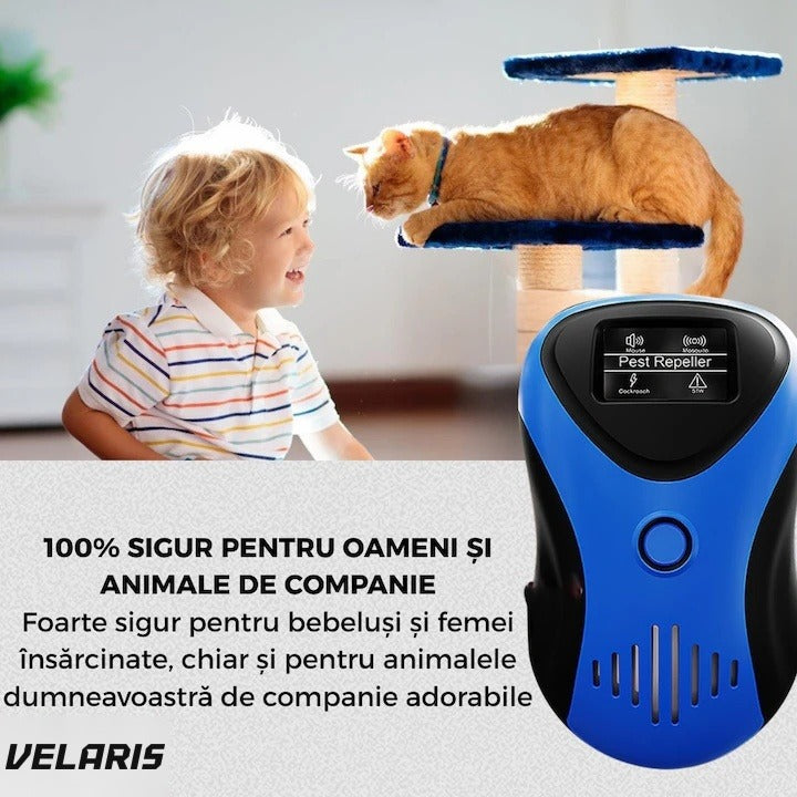Aparat anti-dăunători cu ultrasunete, afișaj LED, 10-70kHz, 3W, non-toxic