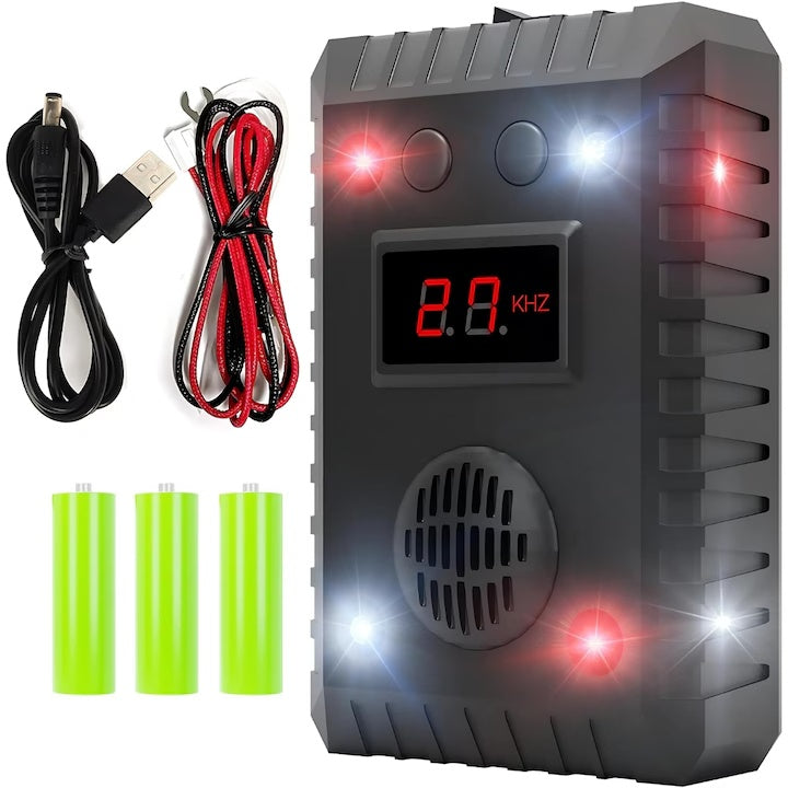 Dispozitiv ultrasonic anti-rozătoare SJZ-021, 9-65kHz, display LED, alimentare 5-24V sau baterii