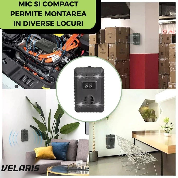 Dispozitiv ultrasonic anti-rozătoare SJZ-021, 9-65kHz, display LED, alimentare 5-24V sau baterii
