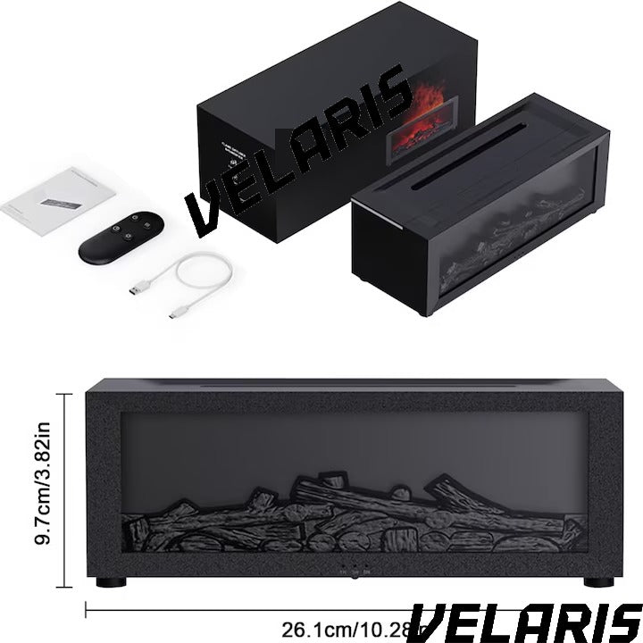 Umidificator de aer inteligent 3D cu efect de flacara, aromaterapie, rezervor 200 ml, LED multicolor, silentios, portabil USB, cu telecomanda si 3 moduri de functionare