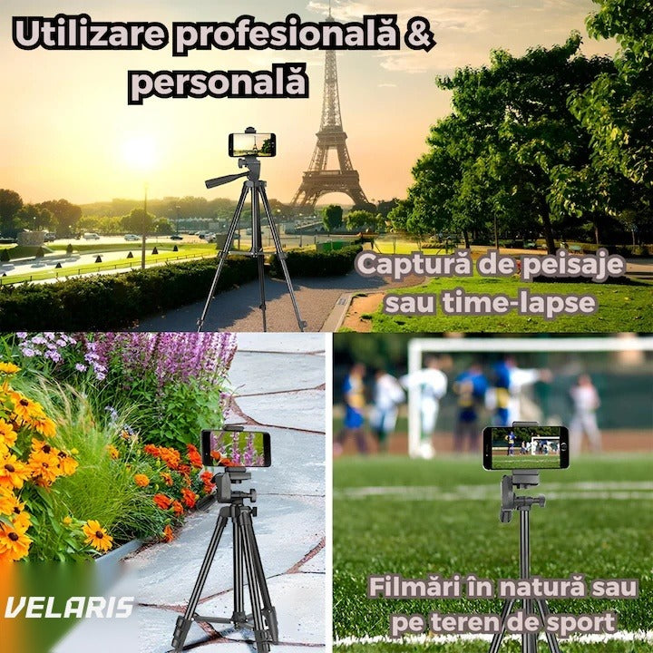 Trepied universal 360° reglabil 55-160 cm cu cap pivotant și husă transport