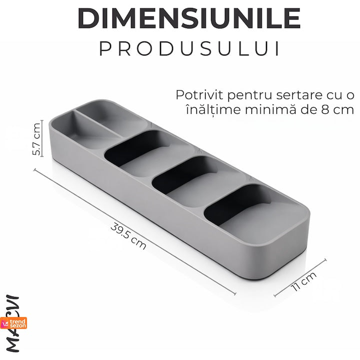 Suport organizator pentru ustensile de bucătărie, design modern, gri