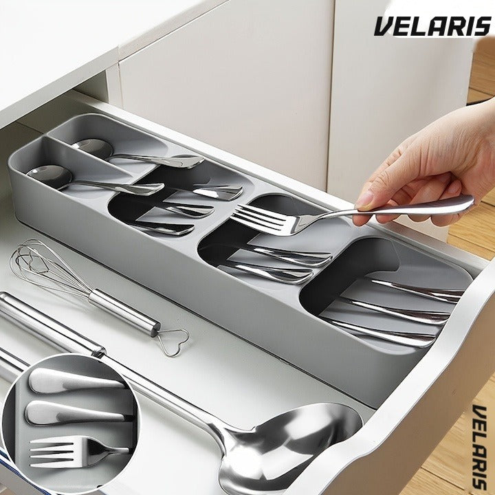 Suport organizator pentru ustensile de bucătărie, design modern, gri