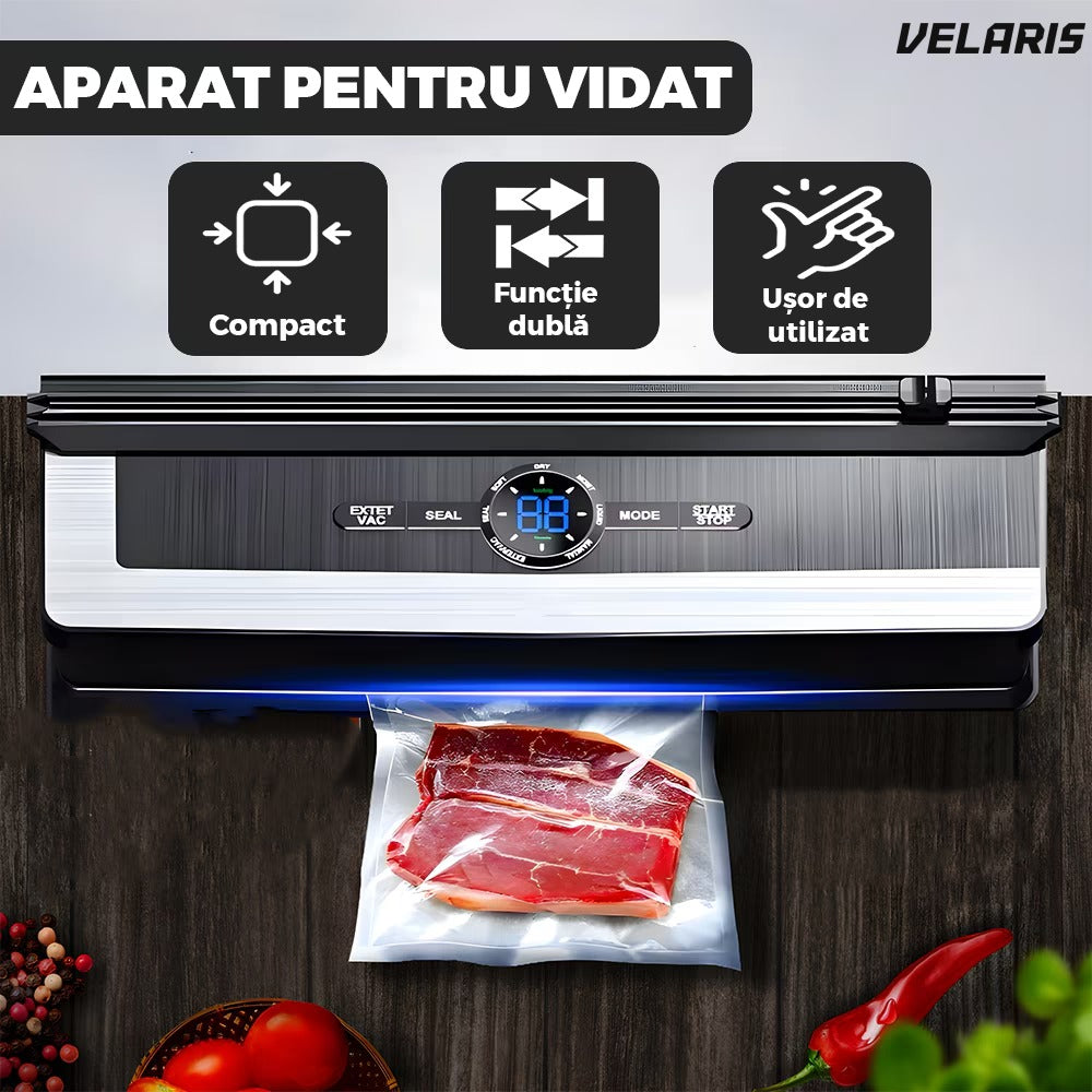Aparat de vidat PRO, 8 moduri operare, 65 kPa putere, cu cutter, display digital, negru
