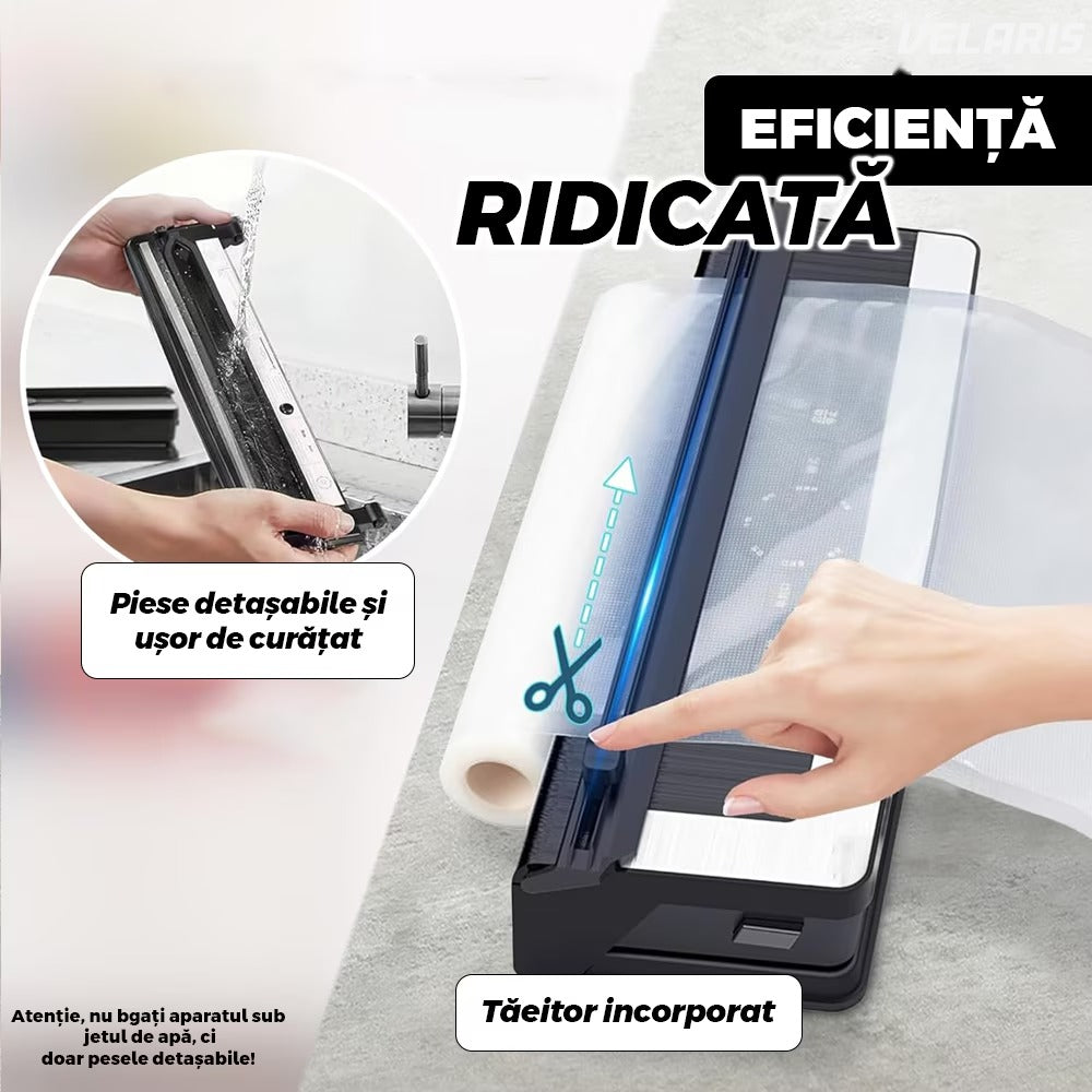 Aparat de vidat PRO, 8 moduri operare, 65 kPa putere, cu cutter, display digital, negru