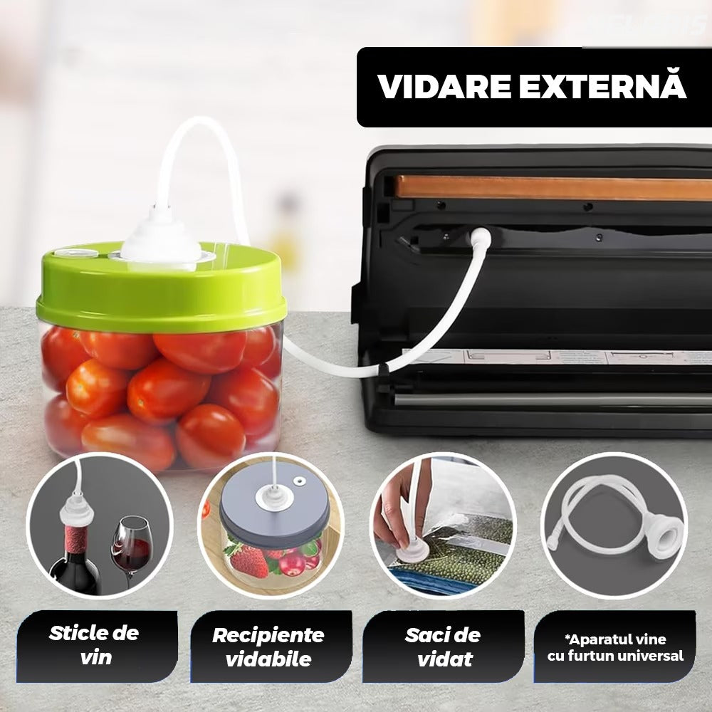 Aparat de vidat PRO, 8 moduri operare, 65 kPa putere, cu cutter, display digital, negru