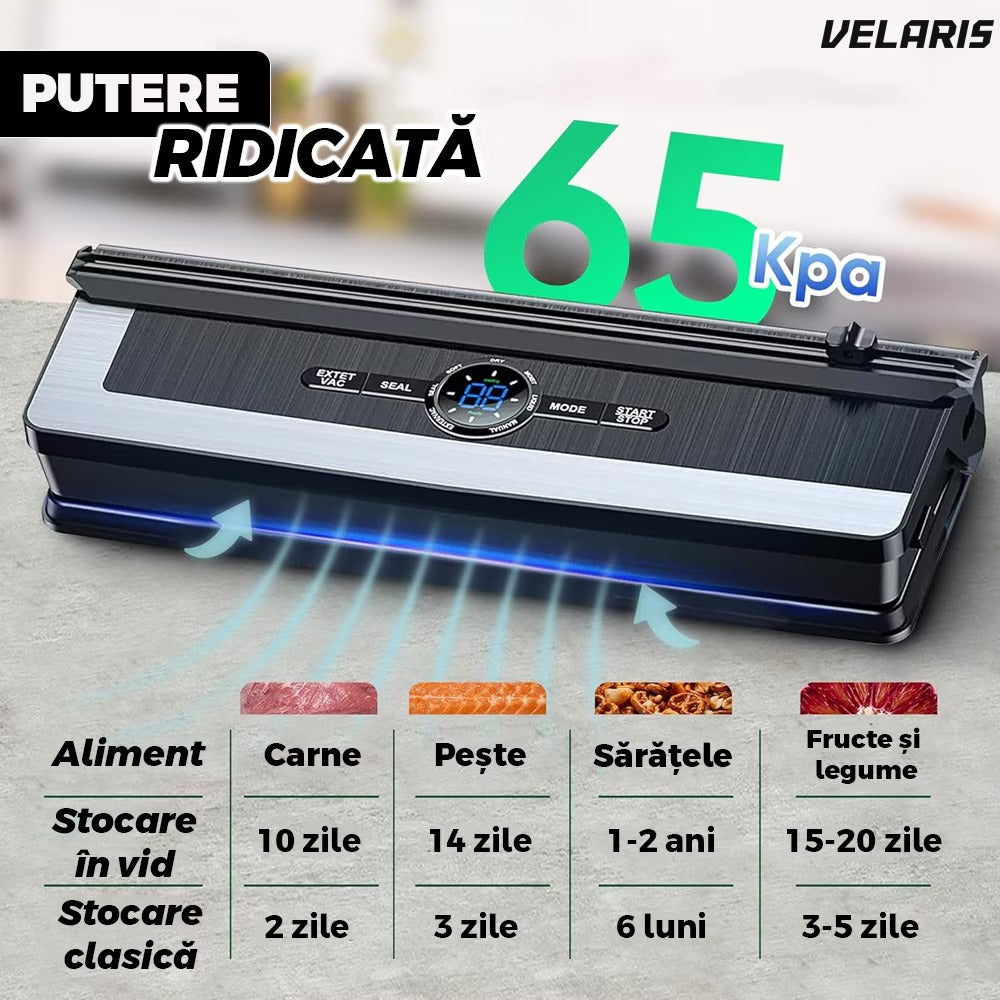 Aparat de vidat PRO, 8 moduri operare, 65 kPa putere, cu cutter, display digital, negru