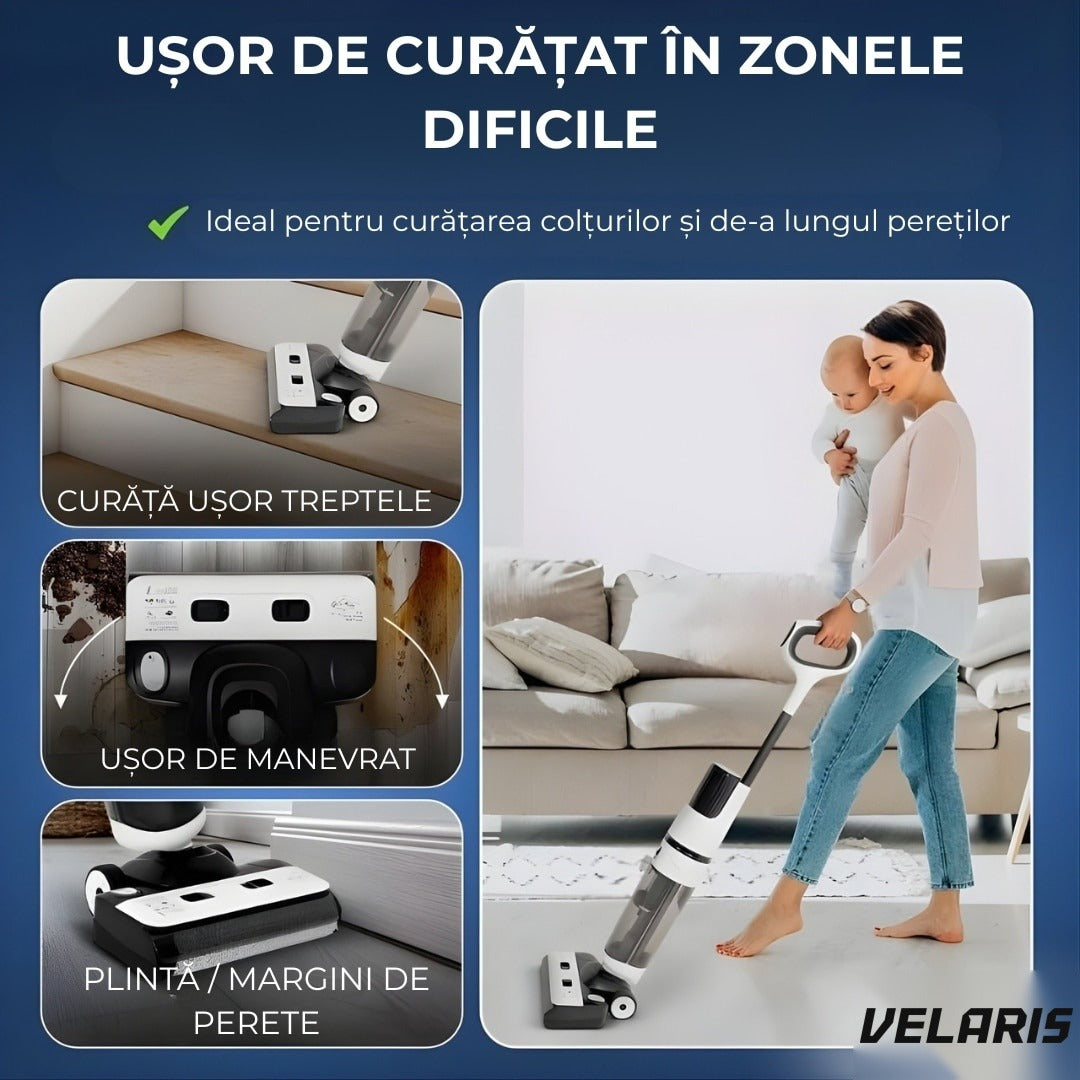 Curățitor vertical OZ01 Pro, 12000Pa suporti, automat, dezinfecție apă, baterie 60 min, ecran LED