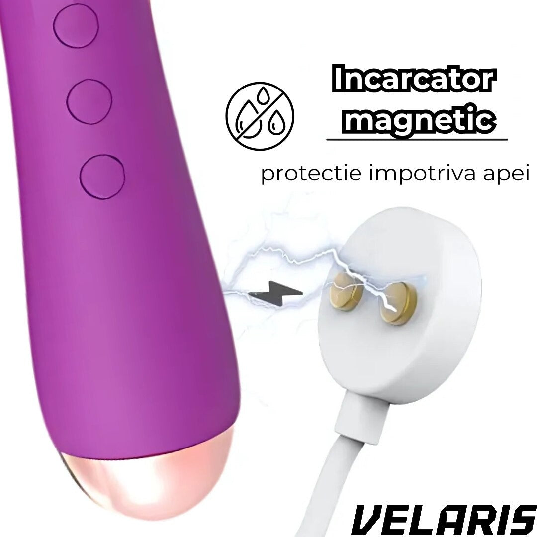 Vibrator Tip Bagheta Thalia Imbracat in Silicon, Stimulare Externa Intensa, Design Ergonomic, Vibratii Puternice, Incarcare USB, Culoare Mov