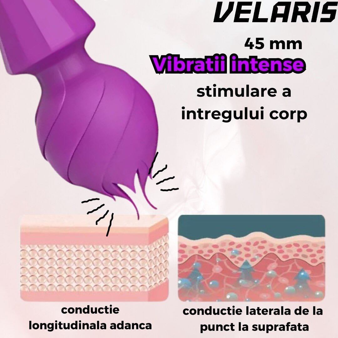 Vibrator Tip Bagheta Thalia Imbracat in Silicon, Stimulare Externa Intensa, Design Ergonomic, Vibratii Puternice, Incarcare USB, Culoare Mov