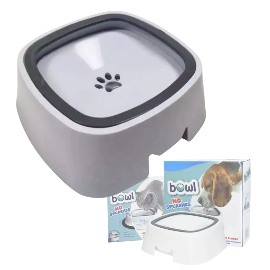 Bol anti-stropire pentru câini și pisici, 1,5 L, plastic, antiderapant, alb