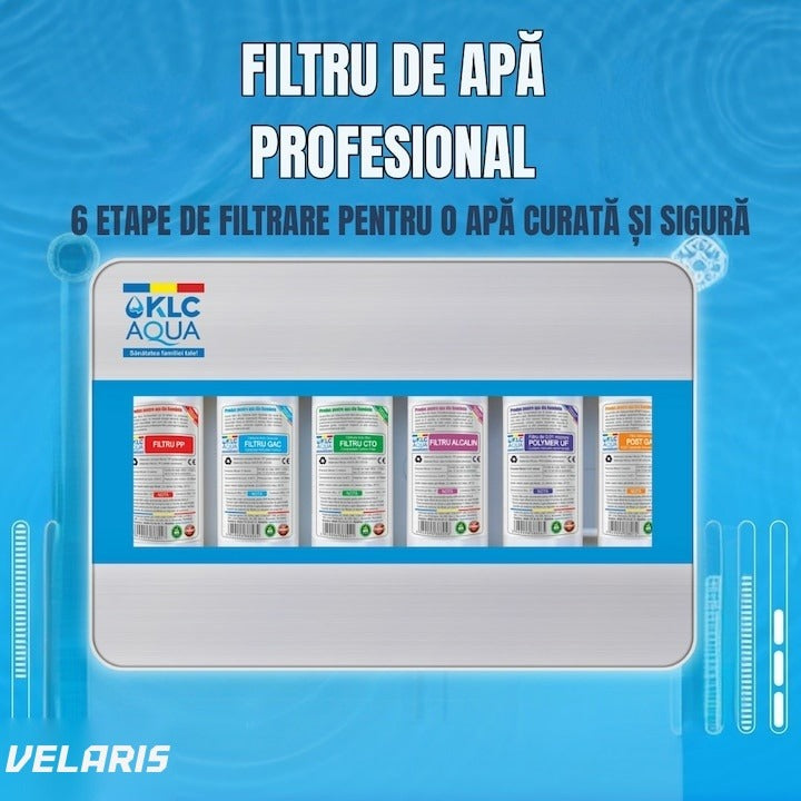 Filtru de apă Nr.1, stație ultrafiltrare 6 etape, alcalinizare 0,01 microni, capacitate 8000L, debit 2,5 l/min, montaj s
