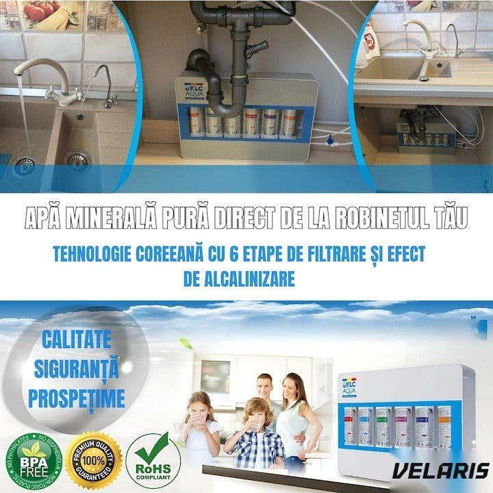 Filtru de apă Nr.1, stație ultrafiltrare 6 etape, alcalinizare 0,01 microni, capacitate 8000L, debit 2,5 l/min, montaj s