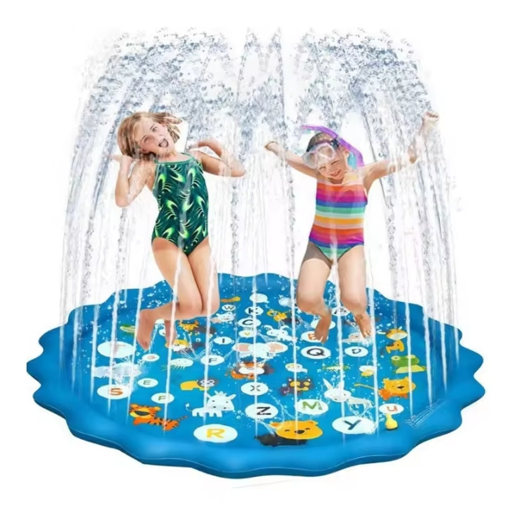 Covoraș de apă 100 cm, albastru, PVC, conexiune furtun gradina, joacă outdoor
