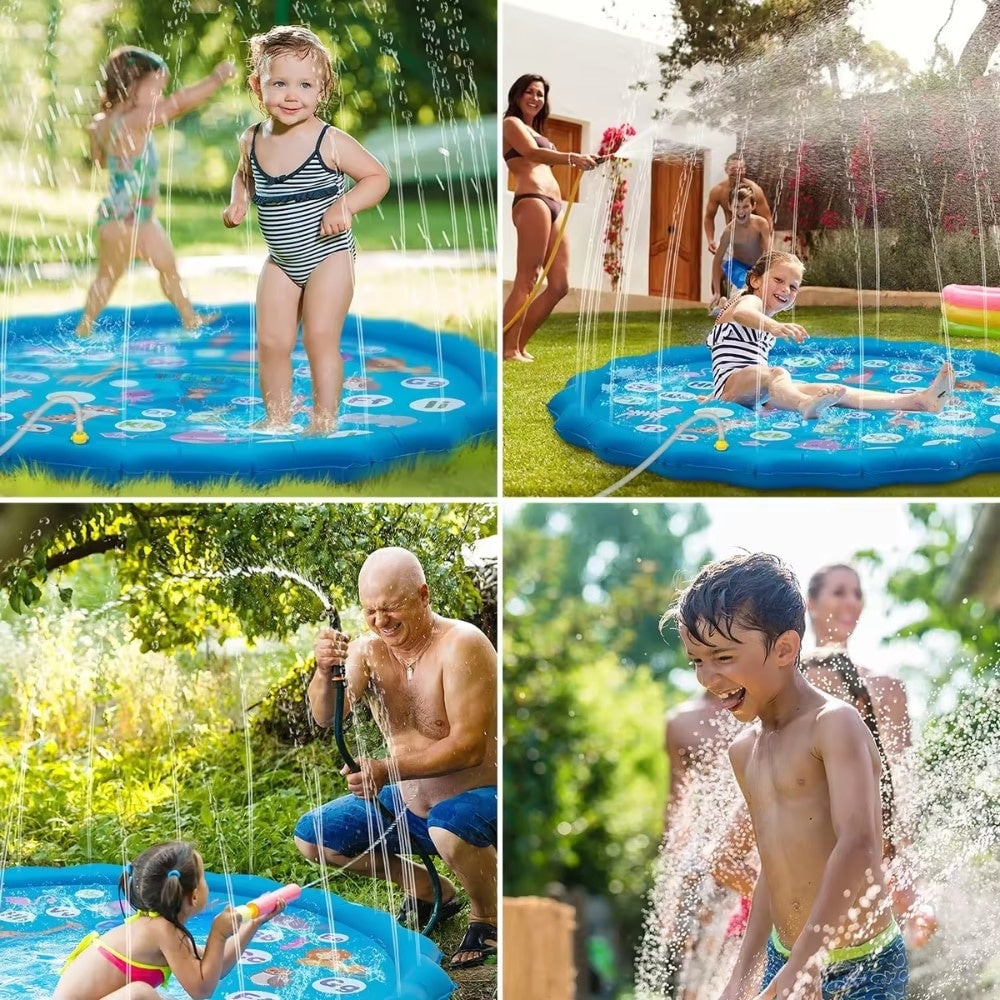 Covoraș de apă 100 cm, albastru, PVC, conexiune furtun gradina, joacă outdoor