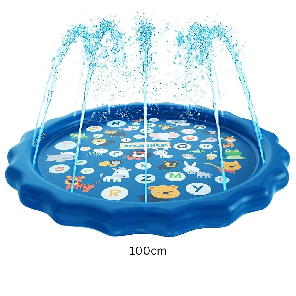 Covoraș de apă 100 cm, albastru, PVC, conexiune furtun gradina, joacă outdoor