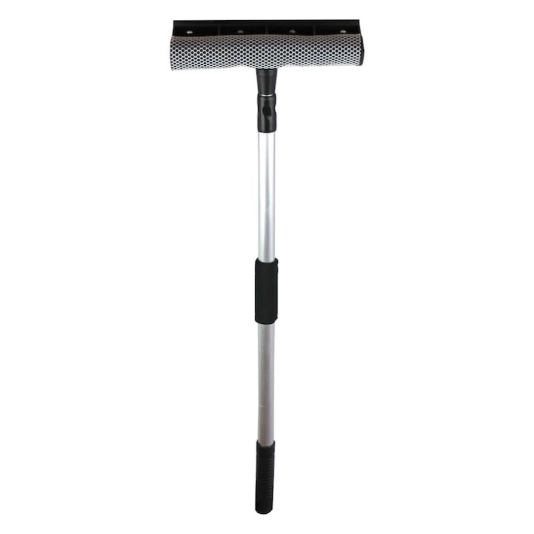 Perie 2 în 1 pentru geamuri cu mâner telescopic din aluminiu, 70–120 cm, negru/argintiu