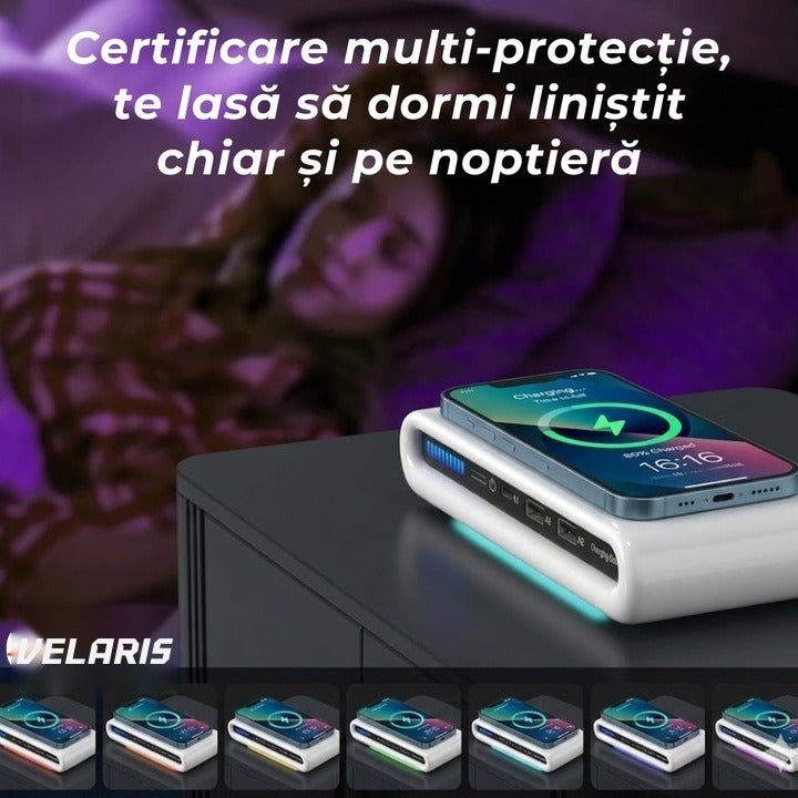 Încărcător wireless 4 în 1 cu USB-C și 2 porturi USB, alb