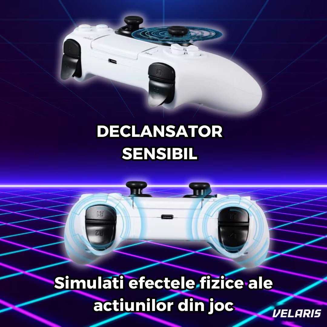 Controller wireless PS4 și PS5, alb, cu vibrație