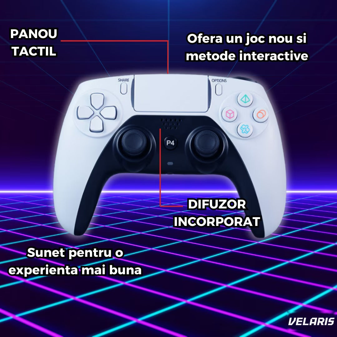 Controller wireless PS4 și PS5, alb, cu vibrație