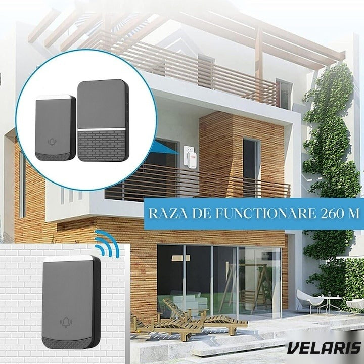 Sonerie Wireless, 260m, 4 Niveluri Volum, IP44, Negru