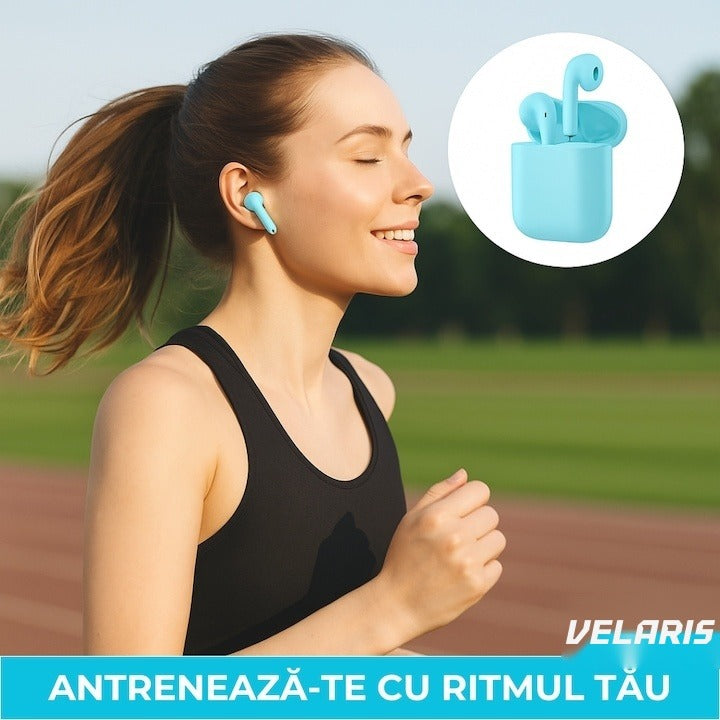 Căști wireless Freepods i18, Bluetooth 5.0, control tactil, sunet HiFi, albastru