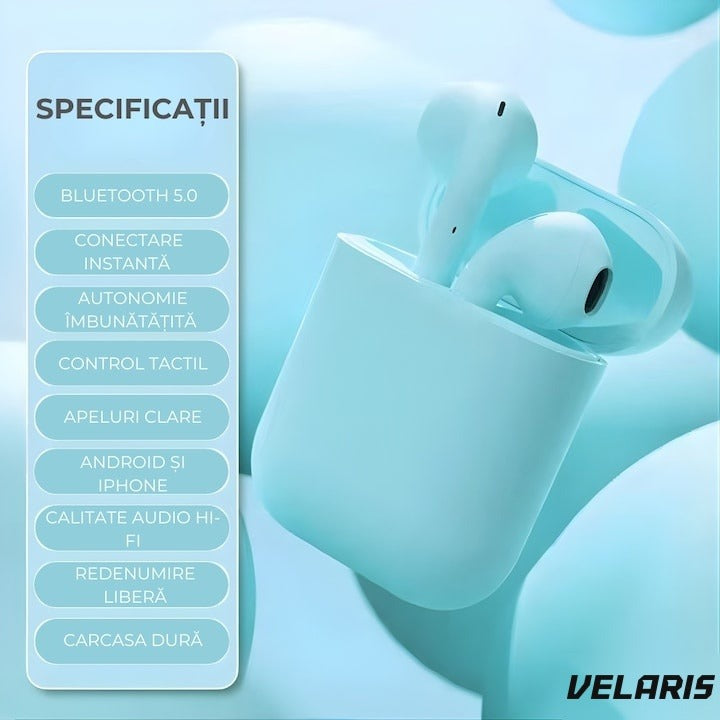 Căști wireless Freepods i18, Bluetooth 5.0, control tactil, sunet HiFi, albastru