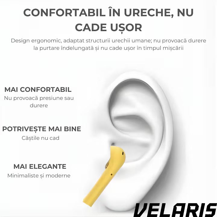 Căști wireless Freepods i18, Bluetooth 5.0, control tactil, sunet HiFi, galben