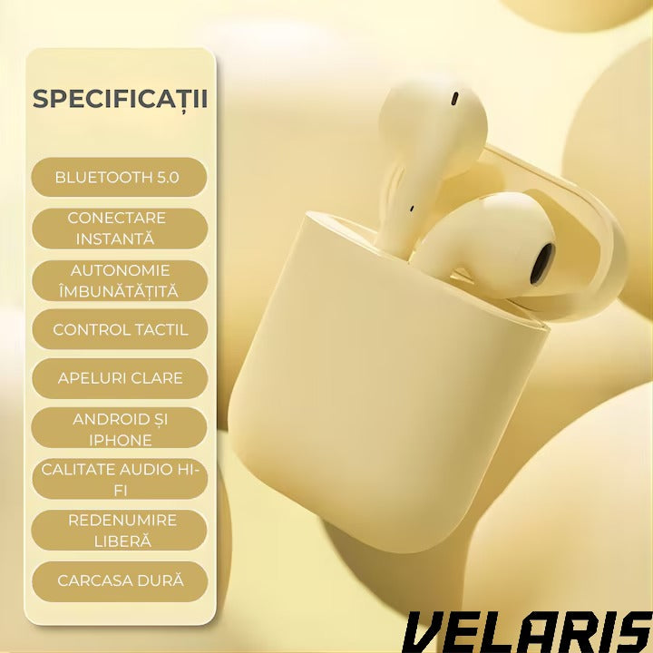 Căști wireless Freepods i18, Bluetooth 5.0, control tactil, sunet HiFi, galben