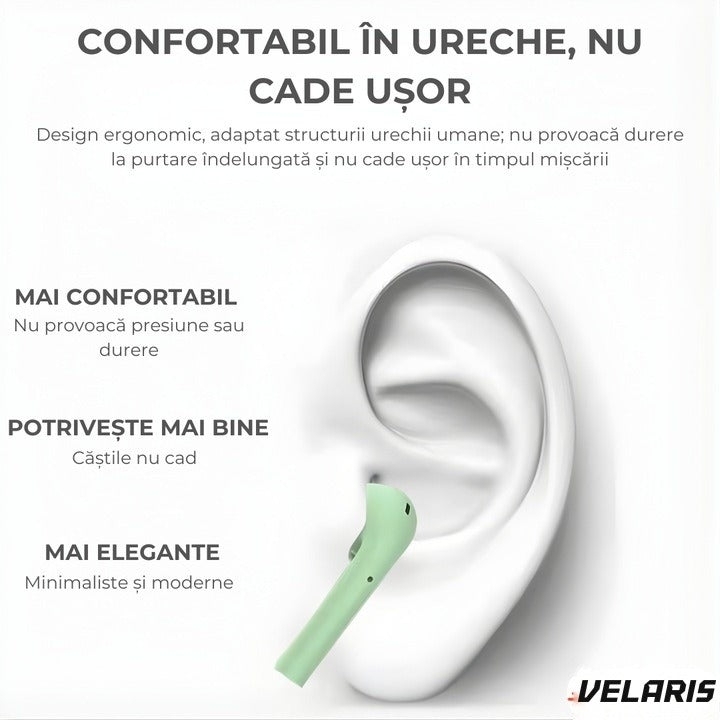 Căști wireless Freepods i18, Bluetooth 5.0, control tactil, sunet HiFi, verde