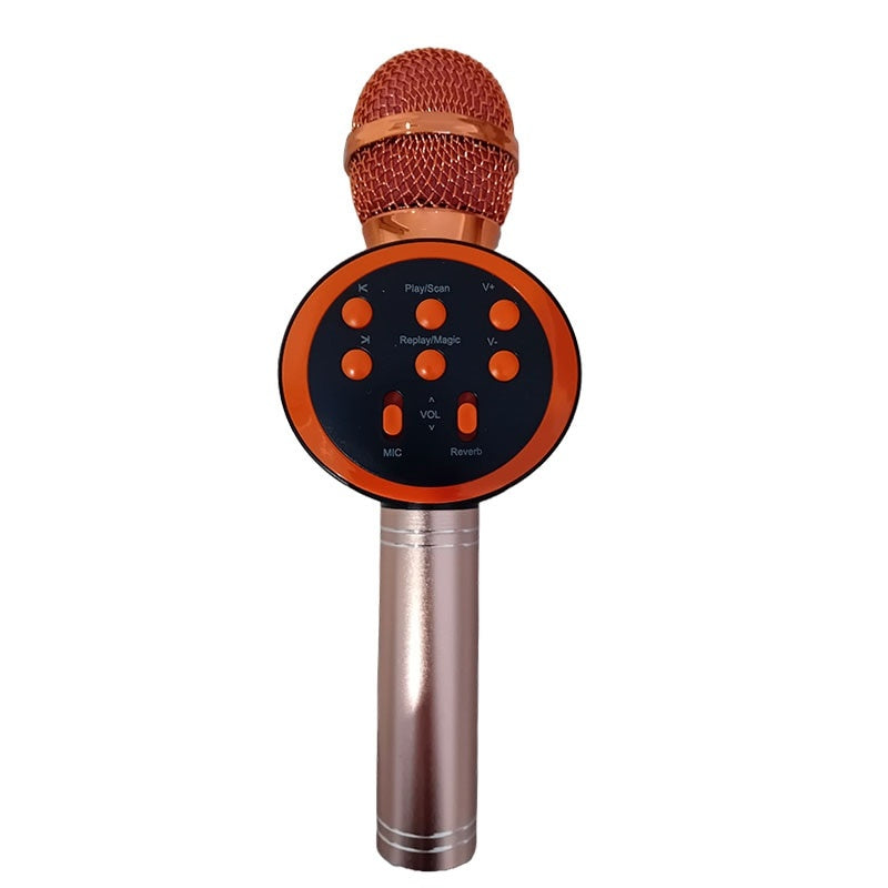 Microfon karaoke wireless cu boxă Bluetooth V11, portabil, baterie încorporată, Rose Gold