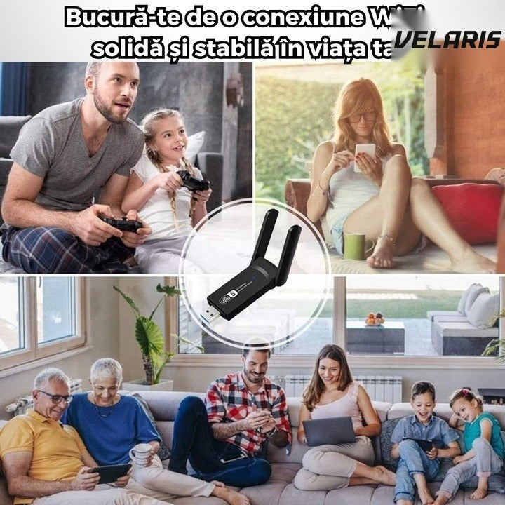 Adaptor wireless USB 3.0 dual band 2.4/5 GHz, 1200 Mbps, antene externe, Windows/Linux/Mac