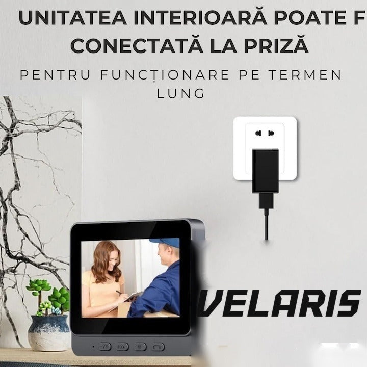 Sonerie video wireless cu monitor 4.3 inch IPS, fără WiFi, night vision IR, card SD