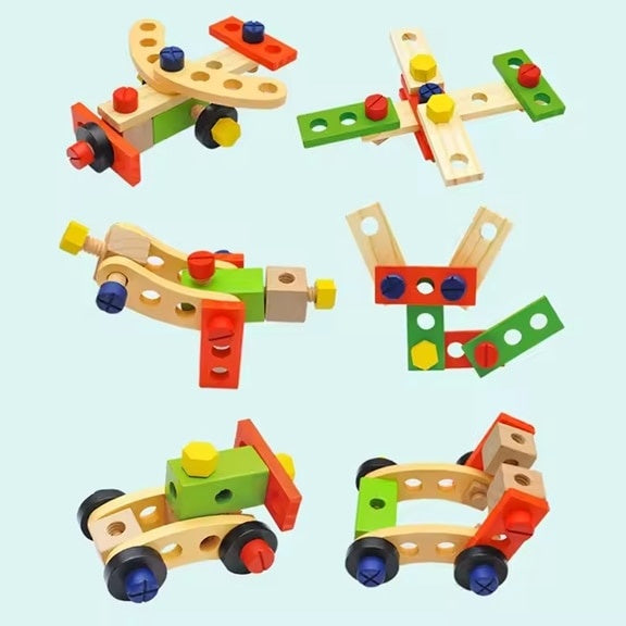 Set instrumente din lemn Montessori, joc educativ DIY și asamblare 3+